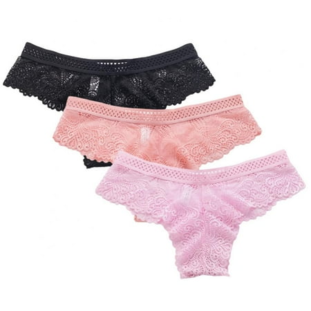 

3 Pack Women s Lace Thongs T Back Low Waist See Through Panties Seamless Lace Thongs for Women