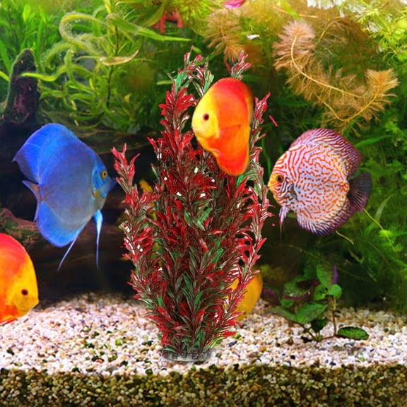 Large Aquarium Plants Artificial Plastic Fish Tank Plants Decoration Ornaments Safe for All Fish 19.69 Inches Tall (19.69 inchRed&Green)
