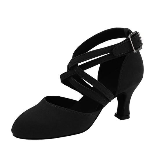 Women's Cross Strap Latin Salsa Ballroom Dance Shoes Closed Toe Pumps,37