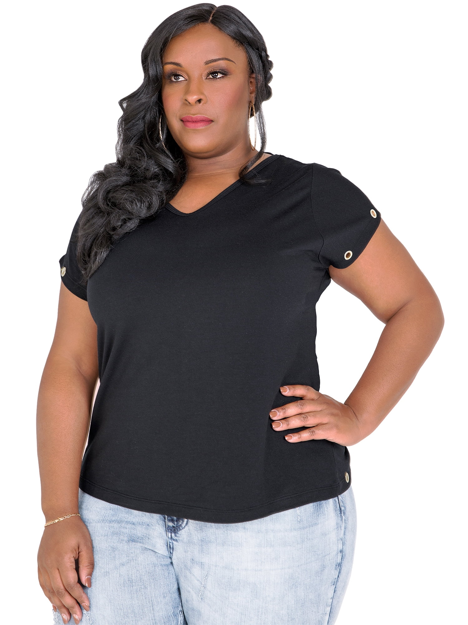 black and gold plus size tops