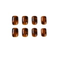 thumbnail image 4 of Uñas postizas cortas de color ámbar prensa en uñas cuadradas de acrílico cubierta completa uñas postizas para mujeres 24 piezas Namotu JQWJ519, 4 of 5