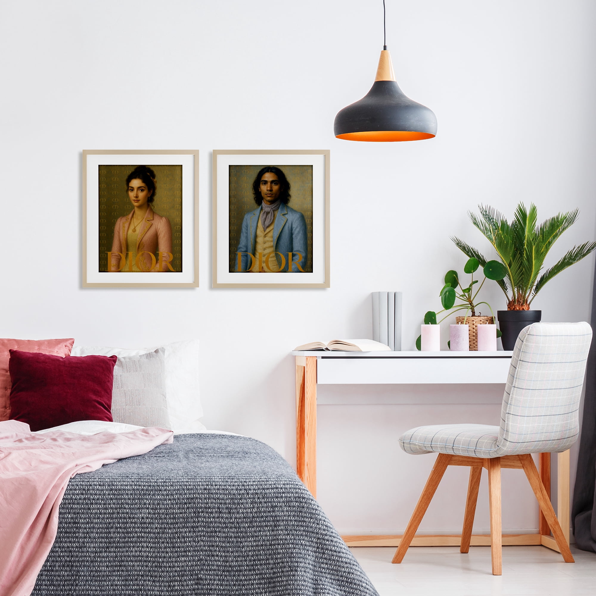 Stupell Industries Iconic Vintage Fashion Models 2 Piece Birch Framed Print Under Glass Set, design by Grotto Studios