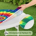 thumbnail image 5 of Colorful Rainbow Tie Dye Spiral Pattern Round Fitted Tablecloth with Elastic Edge,Dining Table Cover Waterproof,Outdoor Round Tablecloth for Camping,Dining,Indoor and Outdoor, 5 of 7