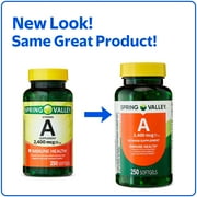 Spring Valley Vitamin A Supplement 2,400mcg Per Softgels, 250 Count