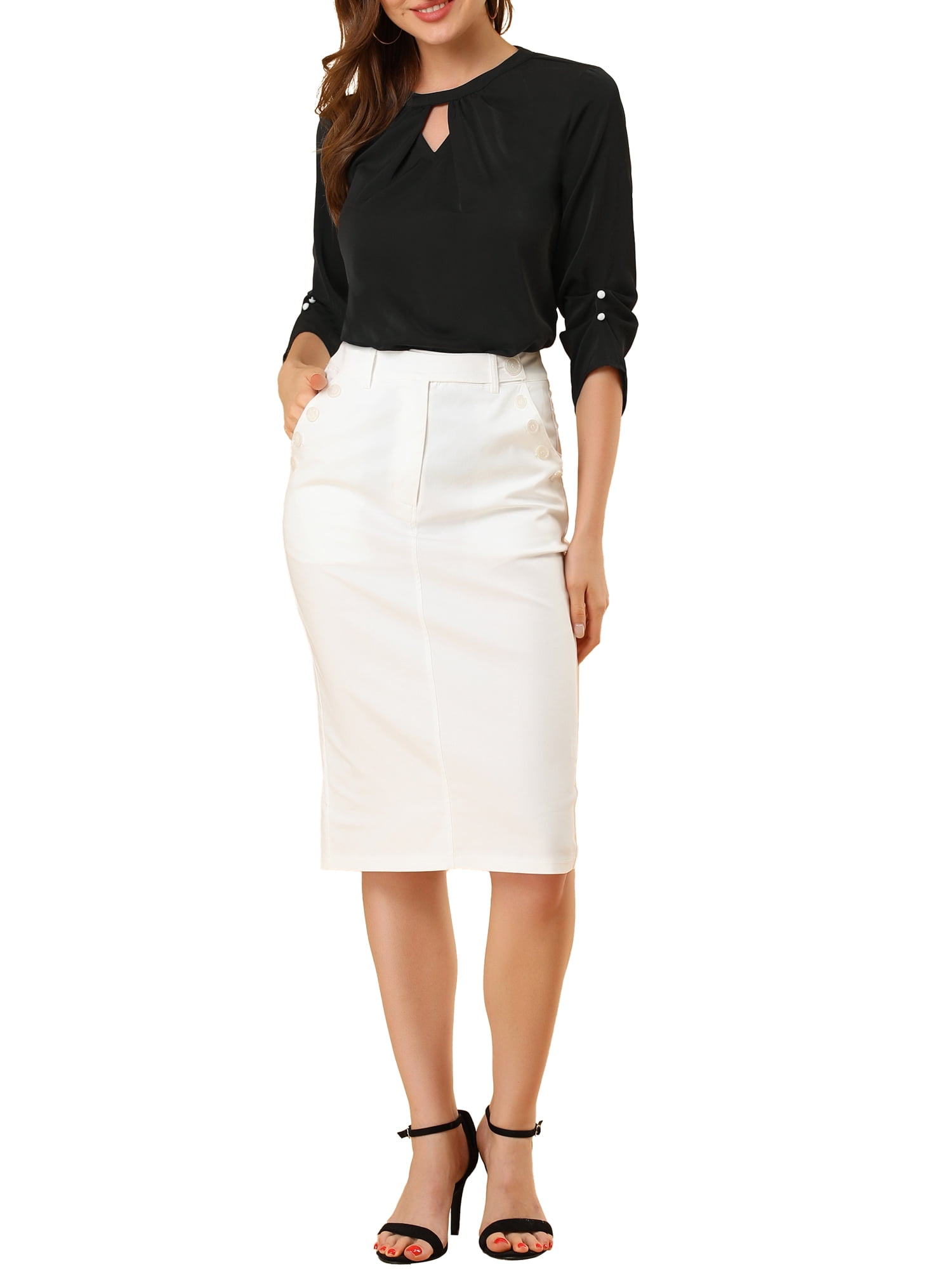 DARING DIVA Round Neck Keyhole Pleated Shirred Work Top XS Black