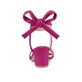 thumbnail image 3 of BLISSFUL STEP Women's Shoes Slingback Back Ankle Open Toe Tie Block Heels Sandals Hot Pink 5.5, 3 of 8