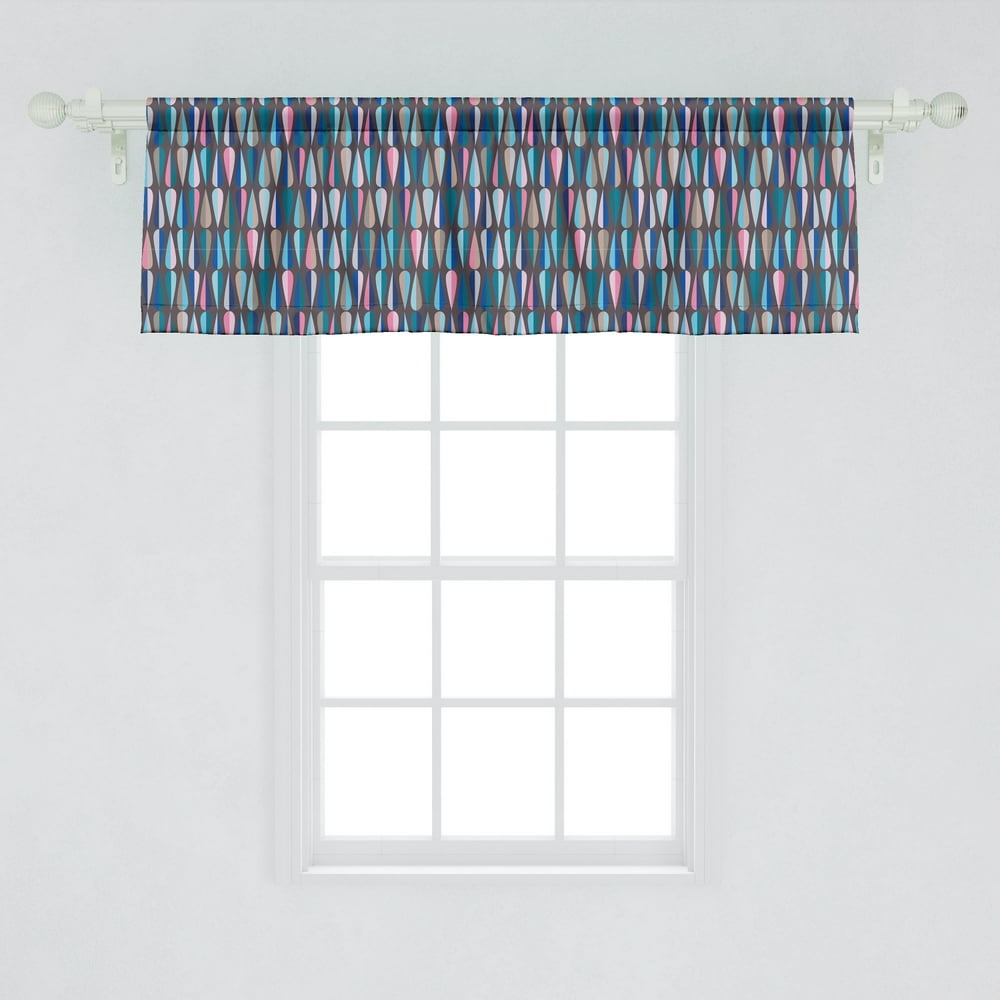 Ambesonne Mid Century Window Valance, Modern Style Retro Pattern