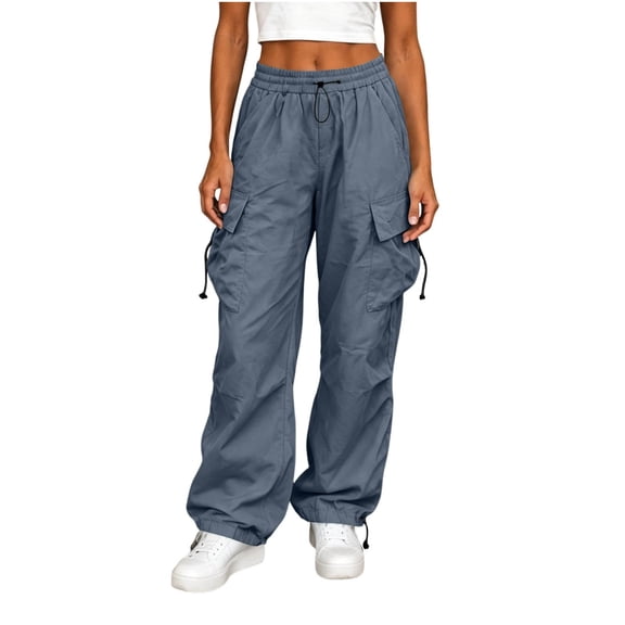 LUVDA Cargo Pants for Women High Waist Drawstring Wide Leg Joggers with Pockets and Adjustable Cuffs