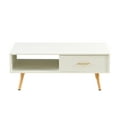 thumbnail image 7 of Rectangle Coffee Table with Drawer, Solid Wood Adjustable Legs, Modern Center Table for Living Room, White, 7 of 7