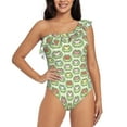 thumbnail image 2 of Yiaed Cute Chubby Frog Print Women One Piece Swimsuits Tummy Control One Shoulder Bathing Suits Pattern Ruffle Swimwear-Large, 2 of 8