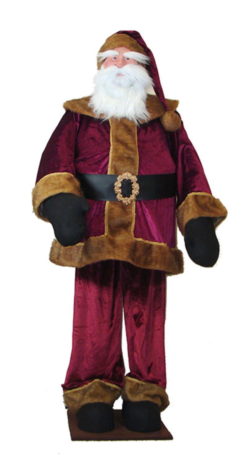 Huge 6 Foot Life-Size Deluxe Burgundy Velvet Santa Claus - Sitting or