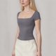 thumbnail image 5 of Xuyuer Women's Fashion Short Sleeve Solid Color Casual Fitted T-Shirts, Suitable For Summer, 5 of 6