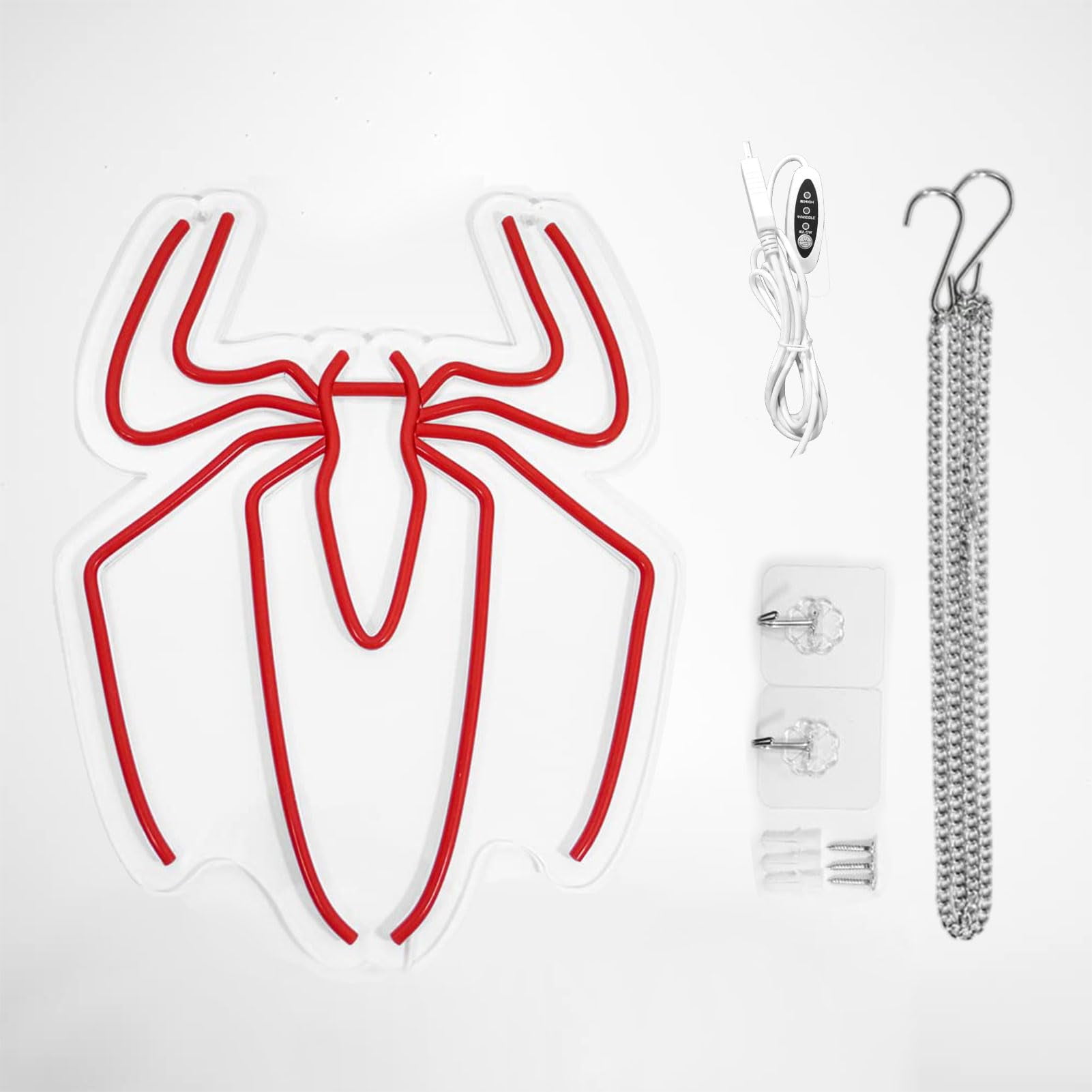 Red Hero Style Neon Sign 3-Level Dimmable LED Light USB Wall Decor for Bedroom Game Room Party
