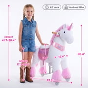 PonyCycle Ride-On Unicorn Toy with Sound and Hand Brake, Kid-Powered, Ages 4-7, Pink, Ux402