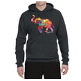 thumbnail image 2 of Wild Bobby, Colorful Walking Good Luck Elephant Animal Lover Unisex Graphic Hoodie Sweatshirt, Heather Black, 2XL, 2 of 3
