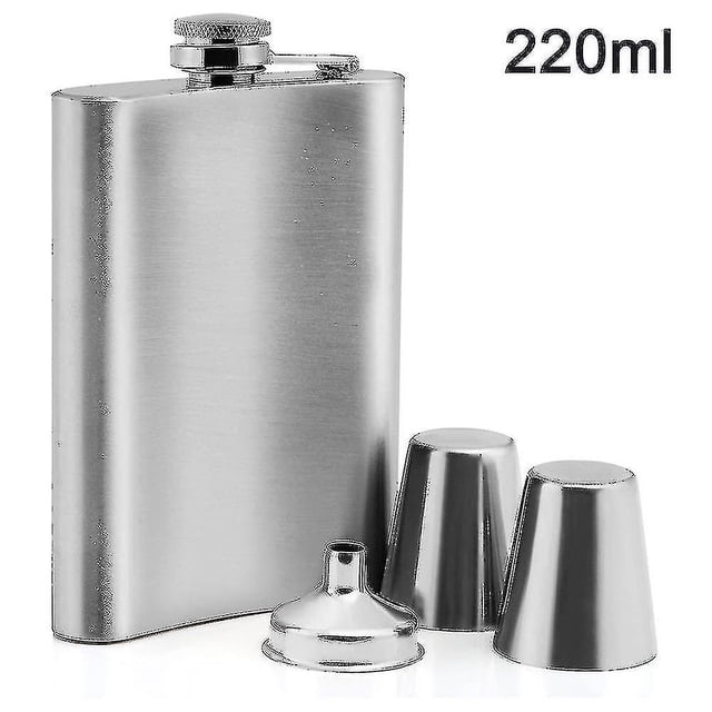 Petaca YONGSHENG Acero inoxidable Con 2 tazas de aguardiente y embudo de llenado 8 oz