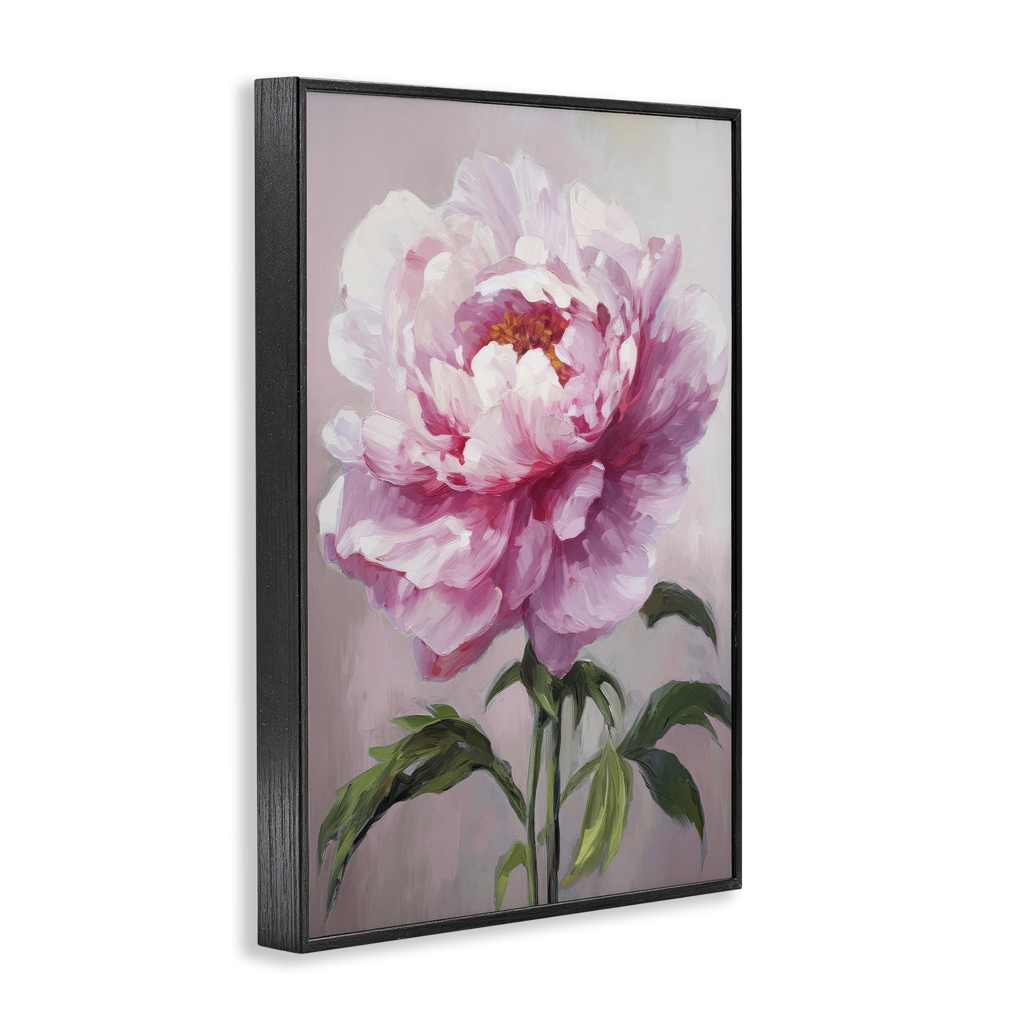 Stupell Industries Pink Blooming Floral Botanical & Floral Painting Black Framed Art Print Wall Art, 12 x 18