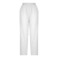 thumbnail image 4 of QUINDOS Women's Pants Straight Leg High Waisted Long Casual Trousers Cotton Linen Pull on Relaxed Fit Pants with Pockets, 4 of 6