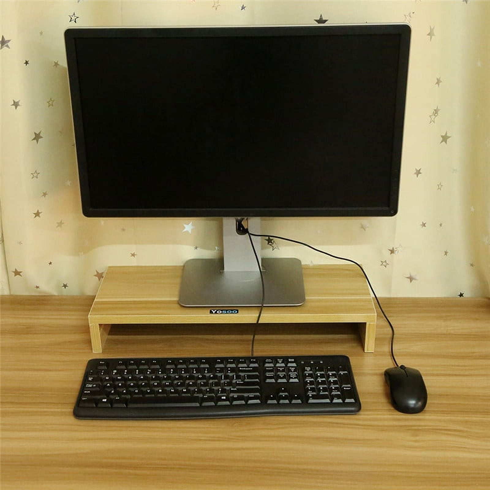Wooden Computer Monitor Stand,Wooden Stand Monitor Riser Desktop Organizer,Wooden
