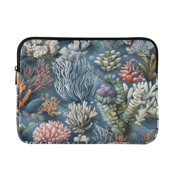 FORMRS 13-13.3 inch Laptop Sleeve Case Soft Carrying Quilted Computer Bag Cover, Sea Plants Pattern