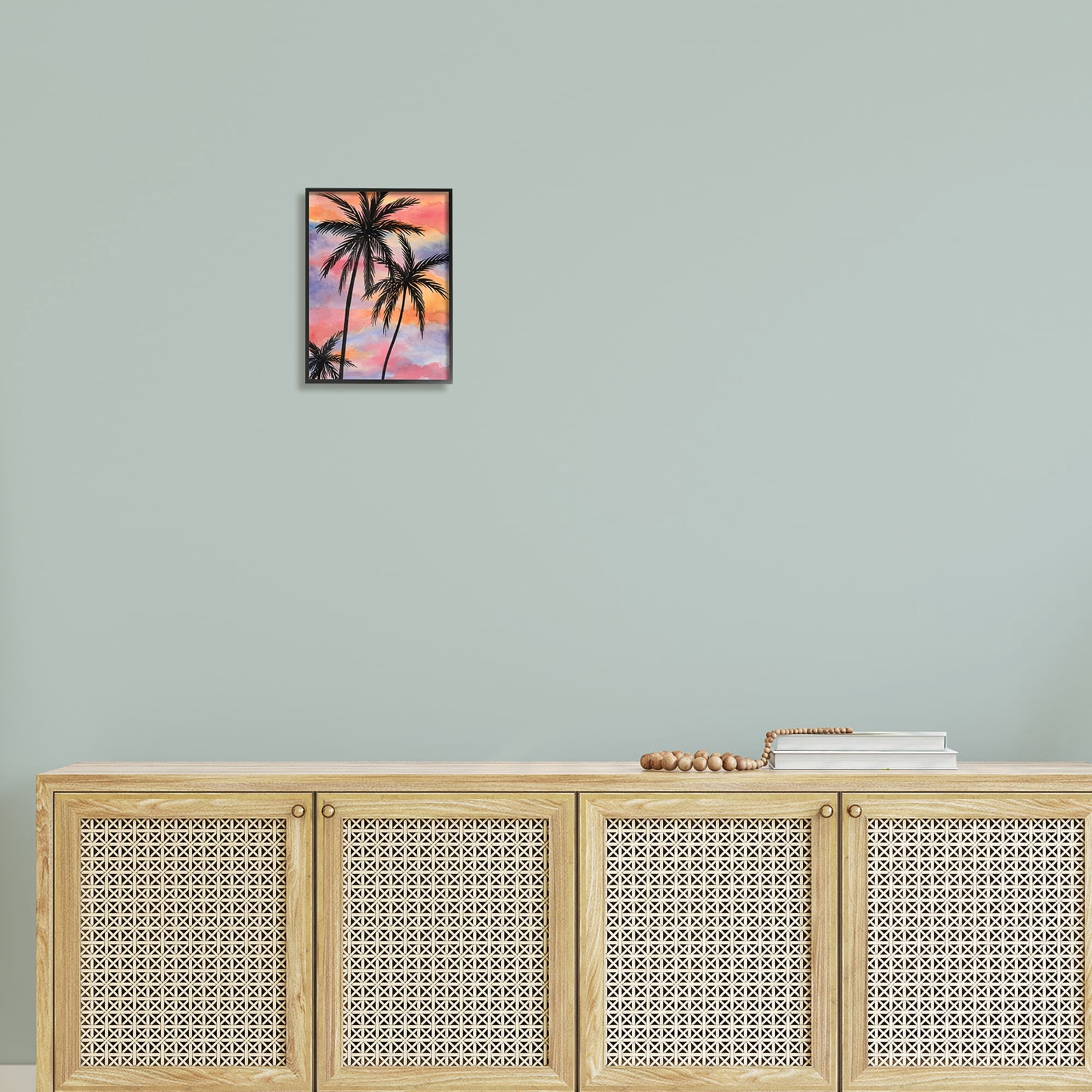Stupell Industries Cloudy Sunset Sky Palm Tree Silhouette Warm Tropical, 24 x 30, Design by Nicholas Biscardi
