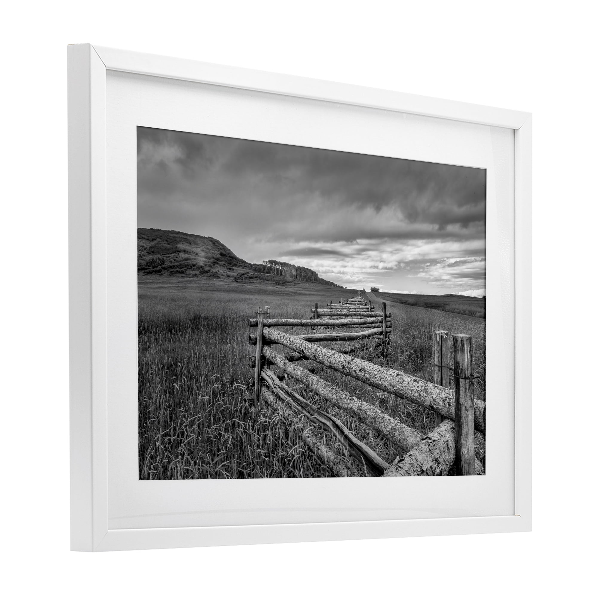 Stupell Industries Weathered Fence to Distant Horizon White Framed Print Under Glass, design by Jon Evan