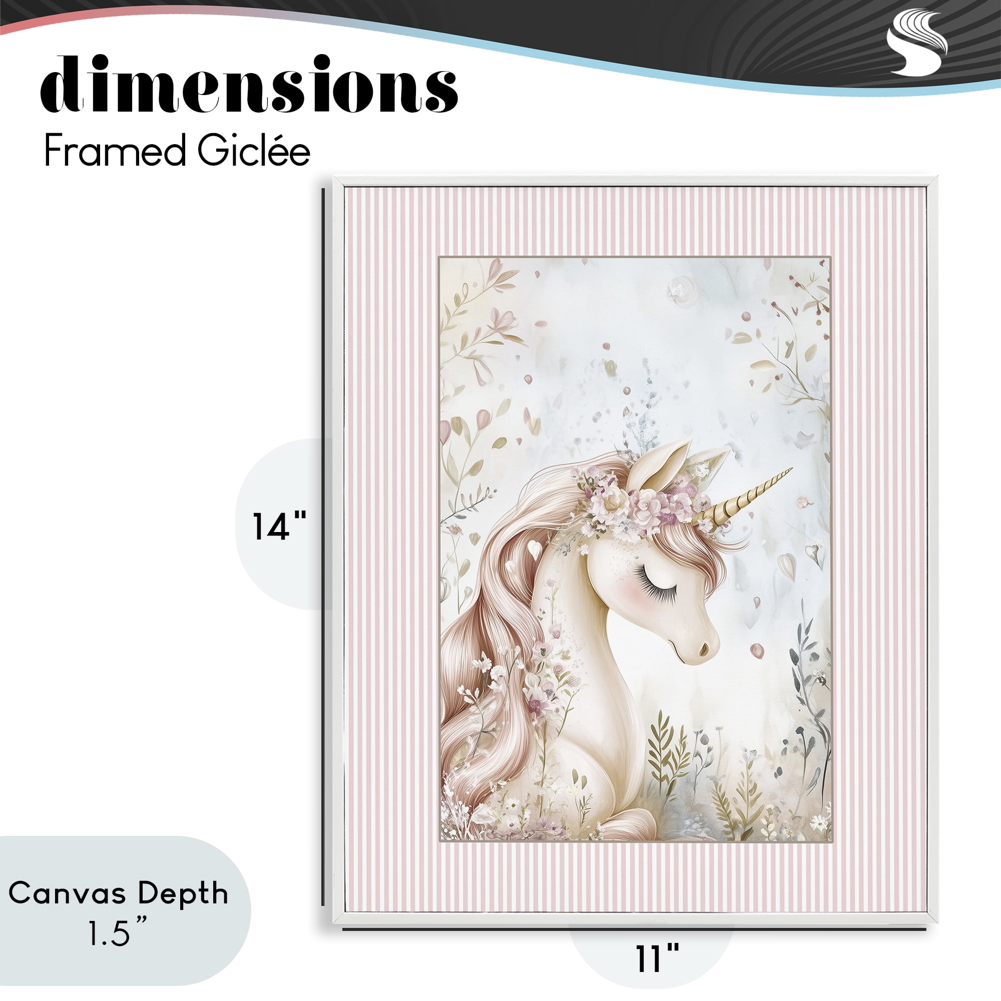Stupell Industries Enchanted Dreams Unicorn White Framed Giclee Art, design by Christine Simpson Art