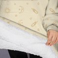 thumbnail image 3 of Oversized Wearable Blanket Hoodie,Beige Celestial Pattern Sherpa Blanket Hoodie with Super Pockets,Super Warm Fuzzy Pullover for Women & Men, 3 of 6