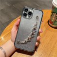 thumbnail image 1 of Funda de teléfono con correa de pulsera con purpurina chapada de lujo para iPhone 11, 12, 13, Mini, 14 Pro Max, X, XR, XS, 7, 8 Plus, funda de cadena de diamante Flash Fivean unisex, 1 of 2