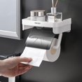 thumbnail image 2 of Soporte de papel higiénico sin perforaciones, estante de almacenamiento, accesorios de baño, caja de pañuelos montada en la pared, rollo de papel, 2 of 4