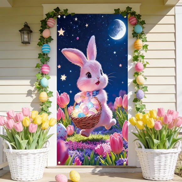 Fwttom Easter Decorations 35 X 72 In Easter Day Door Cover Easter Day Door Curtain Easter Day Door And Wall Decoration Festival Party Decoration