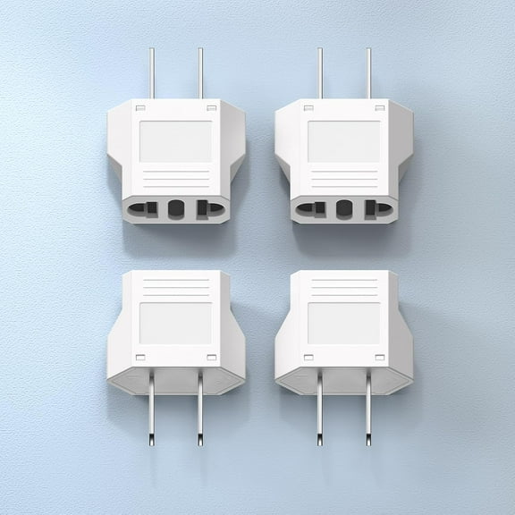 European to US Plug Adapter, Gleam Adorn EU to US Plug Adapter Converts 2-Prong Type A for Plugging in Type C, E, F, L, N Plugs, 660W 6A Max 110-250V Travel Plug for Europe to USA, White, 4-Pack