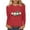 A319 Red, variant on Gnome Christmas Print Long Sleeve T-Shirt for Women Crew Neck Holiday Party Top
