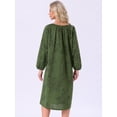 thumbnail image 4 of DARING DIVA Women's Long Sleeve Round Neck Tie Front Nightshirt with Pocket S Green, 4 of 6