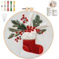 thumbnail image 1 of Kit de bordado YOUDRN, calcetín navideño de 20 cm, con forma de aro, 1 of 7
