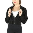 thumbnail image 3 of Lentta Womens Cute Workout Cropped Zip Up Drawstring Hoodie Sweatshirt Jacket (Black-XL), 3 of 5