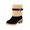 Black, variant on Beige Womens Winter Casual Booties Round Toe High Chunky Heel Belt Buckle Fur Lined Warm Comfort Shoes