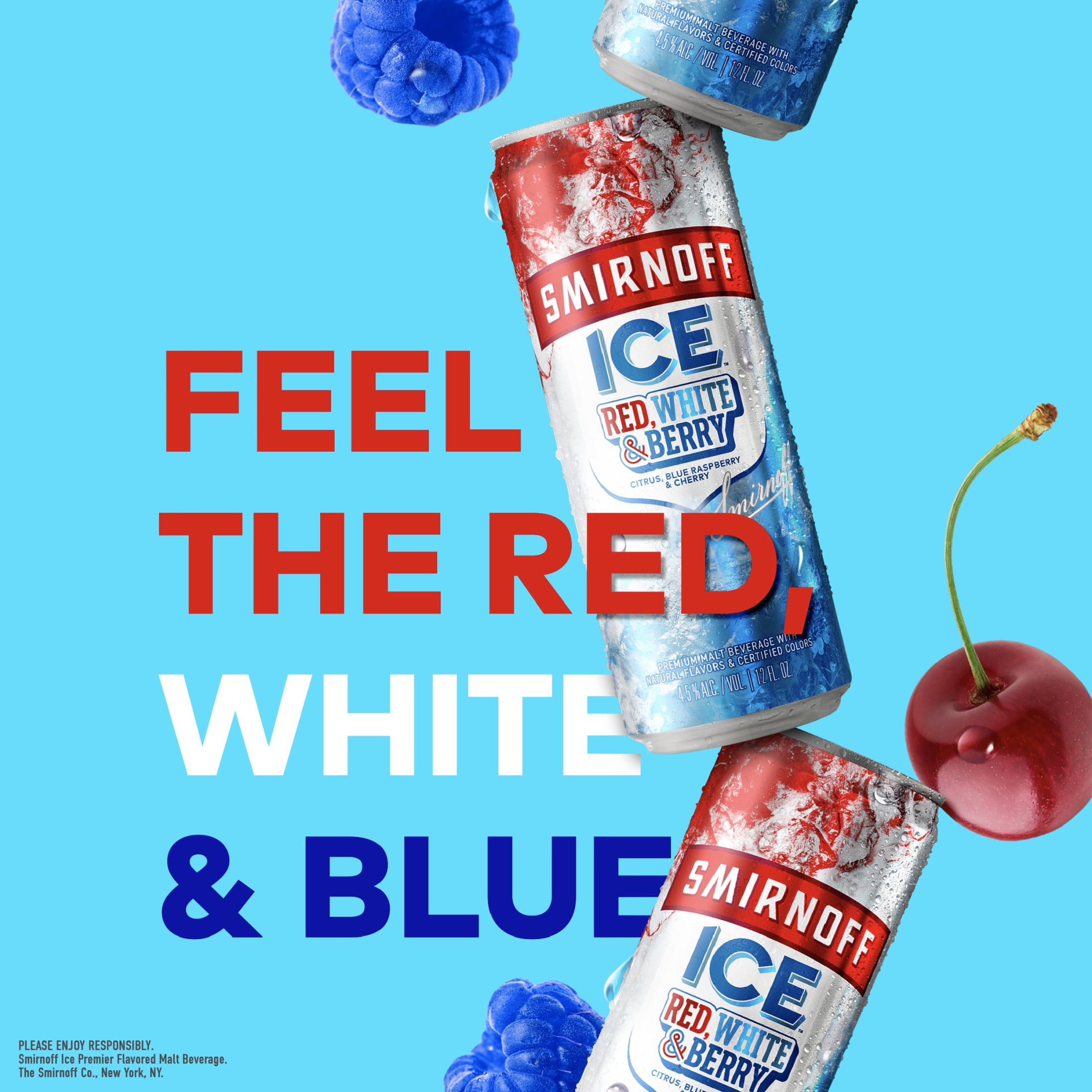 Smirnoff Ice Red White and Berry, 12 pack cans, 12 fl oz, 4.5% ABV