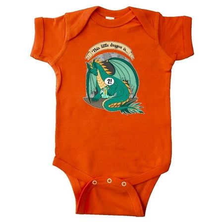 

Inktastic Second Birthday This Little Dragon Is 2 Gift Baby Boy or Baby Girl Bodysuit
