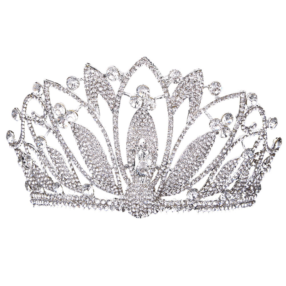 1-Inch Waves Silver Rhinestone Tiara Crown 