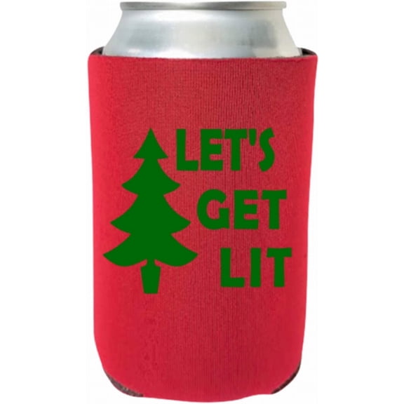 Funny Christmas 12 oz Can Cooler Sleeve, Neoprene Insulated Beverage Holder, Christmas Tree Holiday Design
