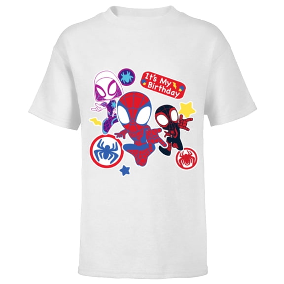 Marvel Spidey and His Amazing Friends It’s My Birthday - Short Sleeve T-Shirt for Kids - Customized-White