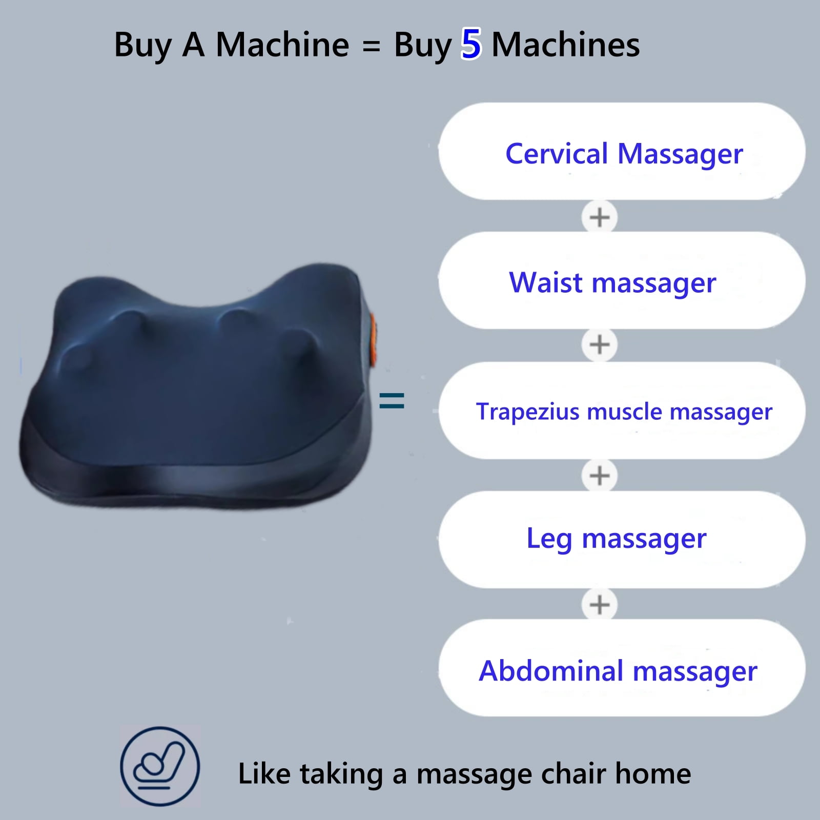 Xummero Shiatsu Back and Neck Massager with Heat - Cordless Rechargeable 3D Kneading Deep Tissue Massage Pillow for Chair, Car, Muscle Pain Relief - Black