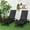Black + Fabric, variant on Cream White Outdoor Gliders Set with Steel Frame and Tempered Glass Top Table for Patio Garden Backyard Lawn Relaxation