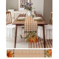 thumbnail image 3 of Ldtrchee Orange Plaid Pumpkins Thanksgiving Table Runner 60 Inches, Fall Botanical Bed Runner Dresser Scarves Tabletop for Indoor Outdoor Parties/Ceremony/Banquet, 13" x 60", 3 of 8