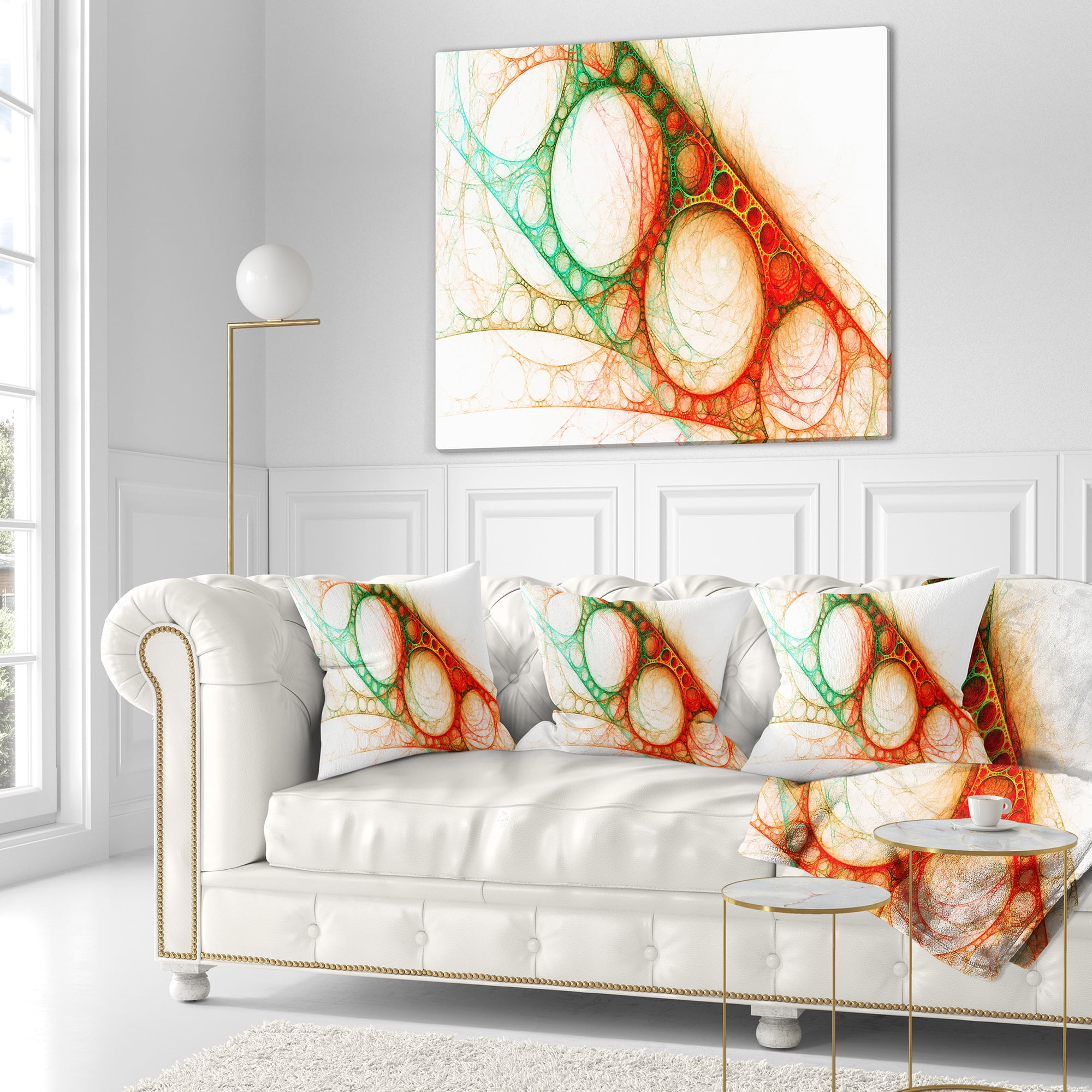 Designart Red Green Metal Constructions - Abstract Throw Pillow - 16x16