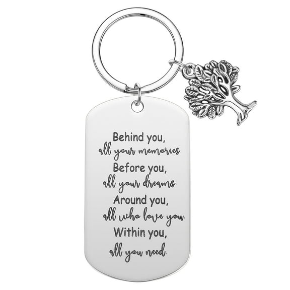 Tree Keychain Behind You All Your Memories Before You All Your Dreams Key Chain Stainless Steel Fashion Keyring Jewelry
