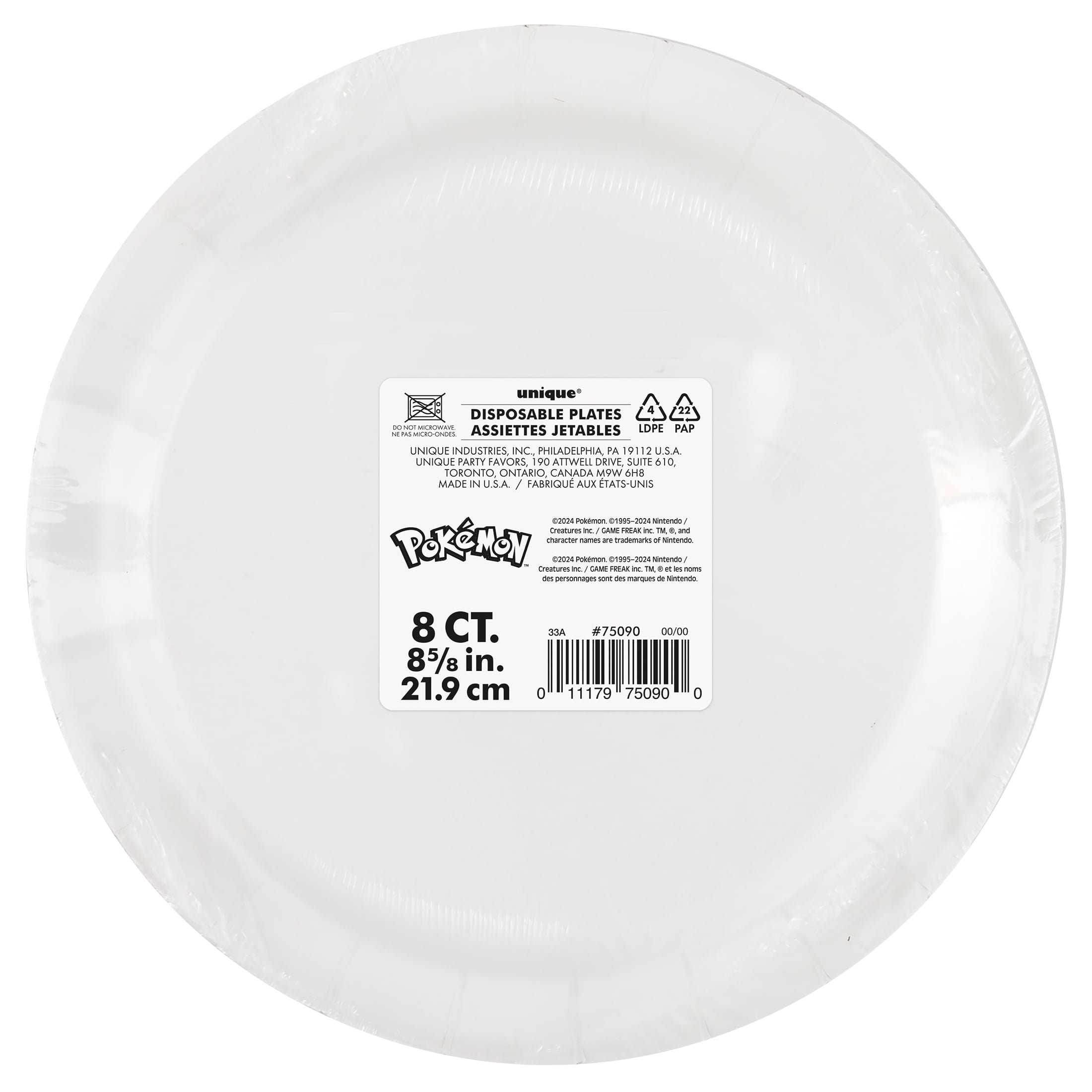 Pokémon 9" Round Plates, 8ct