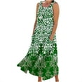 thumbnail image 2 of Midi Dresses for Women Cotton Linen Casual Summer Dresses Oversized Tunic Dress Plus Size Round Neck Printed Sleeveless Vest Dress Flowy Dress Baggy Beach Long Dress Sundress Green S, 2 of 5