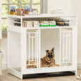 thumbnail image 2 of 43.3" White Dog Kennel Furniture - Large Wooden Pet Crate with Divider & 3 Drawers, Heavy Duty Cage & Side Table for Medium Large Dogs, 2 of 9
